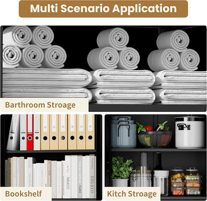 Kitchen Pantry Cabinet, 72" Tall Black Metal Storage Cabinet, Kitchen Storage with 2 Doors and 5 Adjustable Shelves, Freestanding Cupboard for Living, Dining Room and Bathroom,Assemble Required