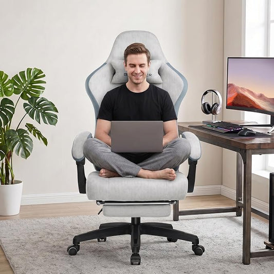 GTPLAYER Gaming Chair, Computer Office Chair with Pocket Spring Cushion, Linkage Armrests and Footrest, High Back Ergonomic Computer Chair with Lumbar Support Task Chair with Footrest