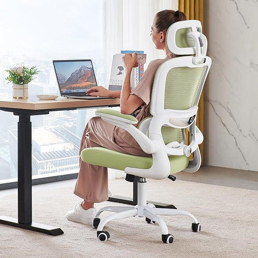 TRALT Office Chair Ergonomic Desk Chair, 330 LBS Home Mesh Office Desk Chairs with Wheels, Comfortable Gaming Chairs (1, Green)