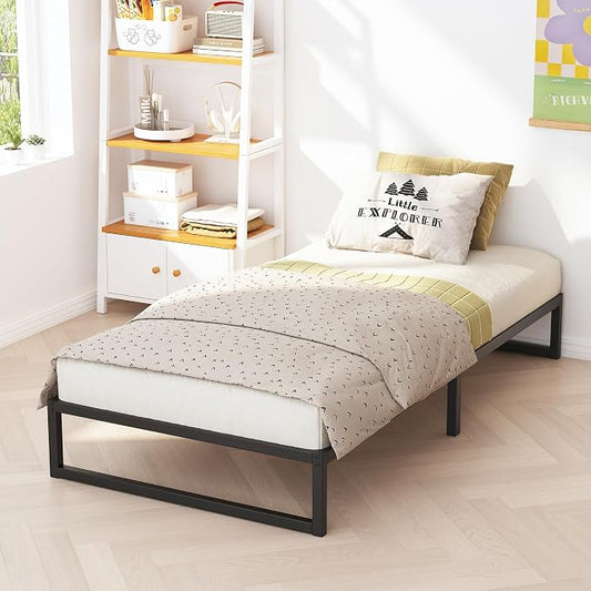 Richwanone 10 Inch Twin Bed Frames, Metal Platform Mattress Foundation with Steel Slat Support, No Box Spring Needed, Easy Assembly, Black | Twin Bed Frames, Mattress Foundation with Steel Slat Support, No Box Spring Needed, Easy Assembly