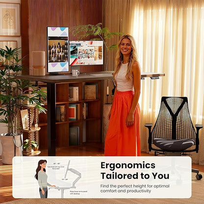 ErGear Height Adjustable Electric Standing Desk, 32 x 19 Inches Sit Stand up Desk, Memory Computer Home Office Desk, Dark Walnut