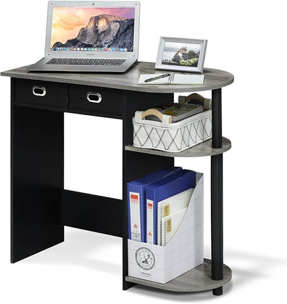 Furinno GO GREEN Desk, 31.5" Wide Gaming Desk with 2 Side Shelves and Storage Bins, Computer Desk, Office Desk for Home Office, Study Room, Dorm, Bedroom, French Oak
