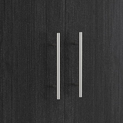 Wardrobe Armoire Closet with 2 Doors, Freestanding Wardrobe Cabinet with Drawer & Hanging Rod, Bedroom Armoire Clothes Organizer, Type C Black (31.5" W x 18.9" D x 66.9" H)