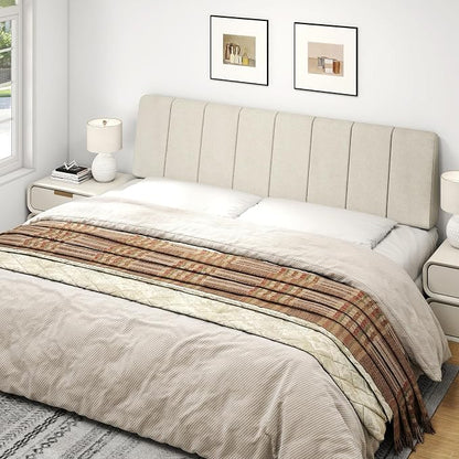 King Size Headboard Only-No Assembly, Upholstered Headboard King Size Linen Fabric Modern Style Headboards Extra-Thick, Beige