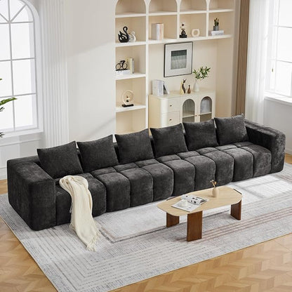 160" Oversized 6 Seater Boneless Couch, Comfy Cloud Modular Sectional Sofa with Deep Seat, Modern Boneless Memory Foam Couches for Living Room, Tufted Sofa, No Assembly Required, Dark Grey