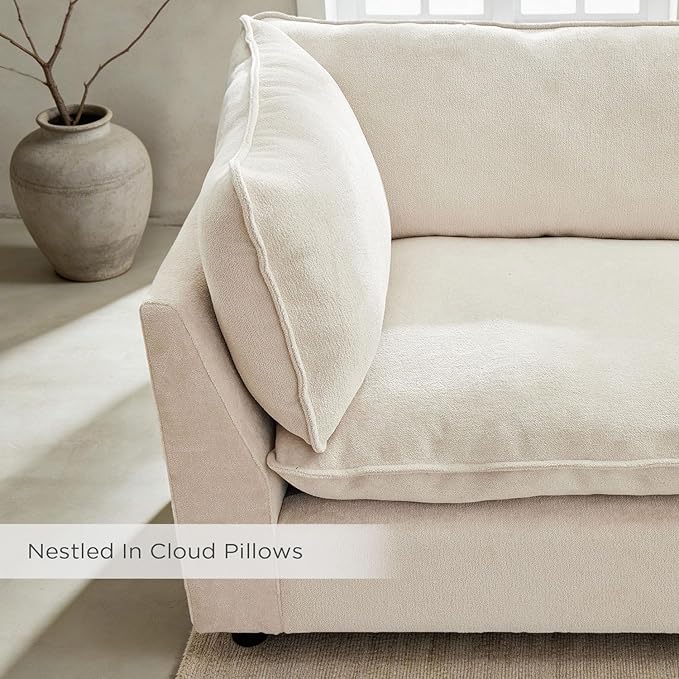 Iroomy Cloud Couch Sectional, Oversized Chenille Modular Sofa, Deep Comfy Seat, 8-Seater Sofas Couches, Living Room, Beige