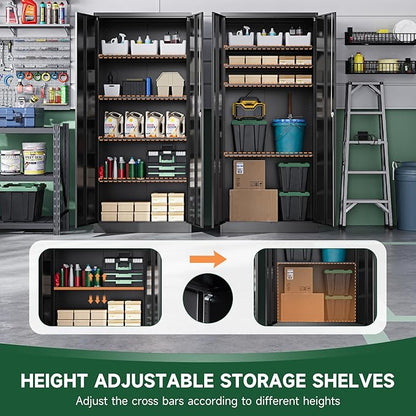 Letaya Metal Garage Storage Cabinets with Lock Door and Adjustable Shelves, Steel Tool Cabinets for Home,Office,Warehouse Organisieren (Black)