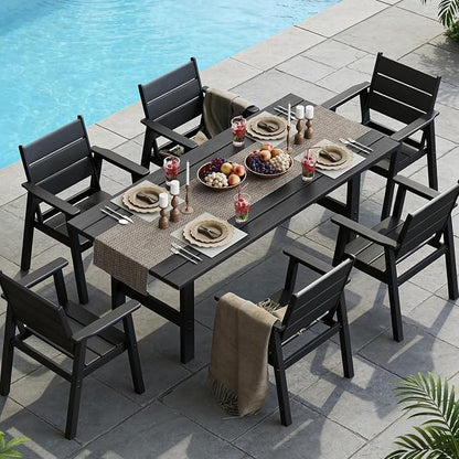 Outdoor Dining Chairs Set of 2,HDPE Patio Chairs with Wide Seat,Ergonomic Design Outdoor Furniture for Porch,Backyard,Deck,Black