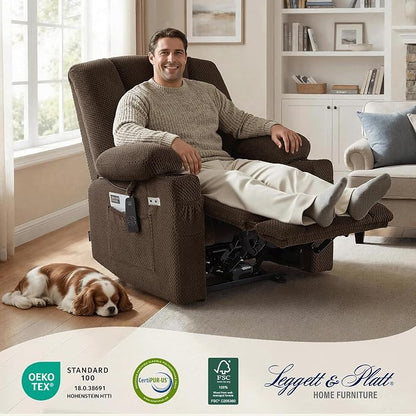 MCombo Oversized Zero Gravity Recliner Chair with Heating and Massage, Power Recliner for Big and Tall with USB & Type C Ports, Cup Holders for Living Room 8017 (Brown, Oversized)