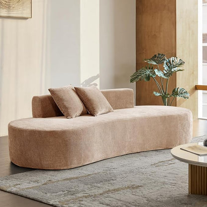 94.5" Modern Curved Sofa, 3-Seater Comfy Foam Couch with 2 Pillows, Frameless & No Assembly Required, Cloud Couch for Living Room, Pink
