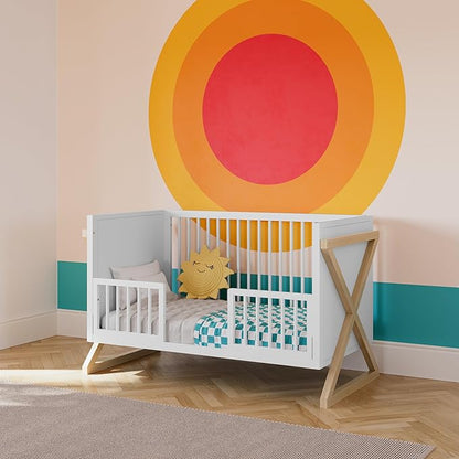 Storkcraft Equinox 3-in-1 Convertible Crib – GREENGUARD Gold Certified, Fits Standard Crib Mattress, Converts to Toddler Bed and Daybed, 4 Adjustable Mattress Heights (White and Driftwood)