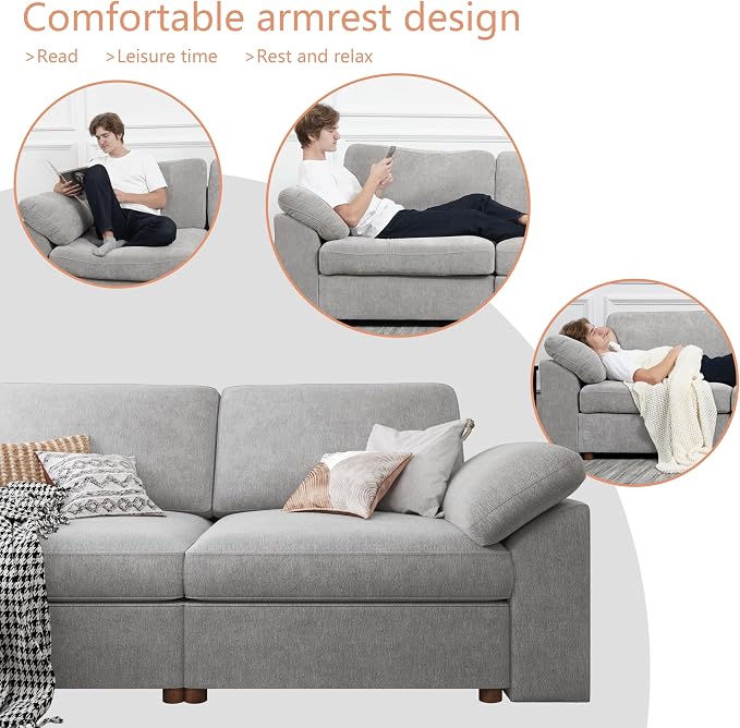 EASE MOOSE Oversized L Shape Sectional Modular Sofa，Comfty Sectional Modern Deep Seat Couch,Grey Modular Cloud Couch
