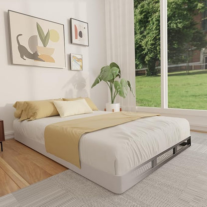 FMDMR Twin Box Spring 4 Inch - Low Profile Box Spring Twin, Heavy Duty Mattress Foundation Metal Bed Base with Fabric Cover, Noise Free, Easy Assembly, Non-Slip, 2500lbs Max