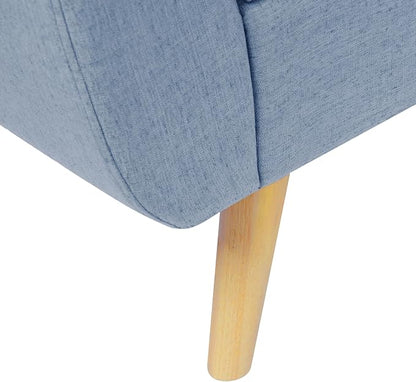 HomePop 60" Modern Storage Bench with Wood Legs - French Blue Woven