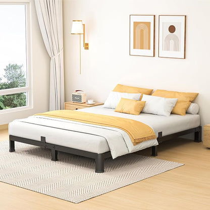 7 Inch King Bed Frame, Metal Platform Bed Frame with Round Corner Legs, 3500 lbs Heavy Duty Steel Slats Support, No Box Spring Needed, Noise Free, Easy Assembly, Black