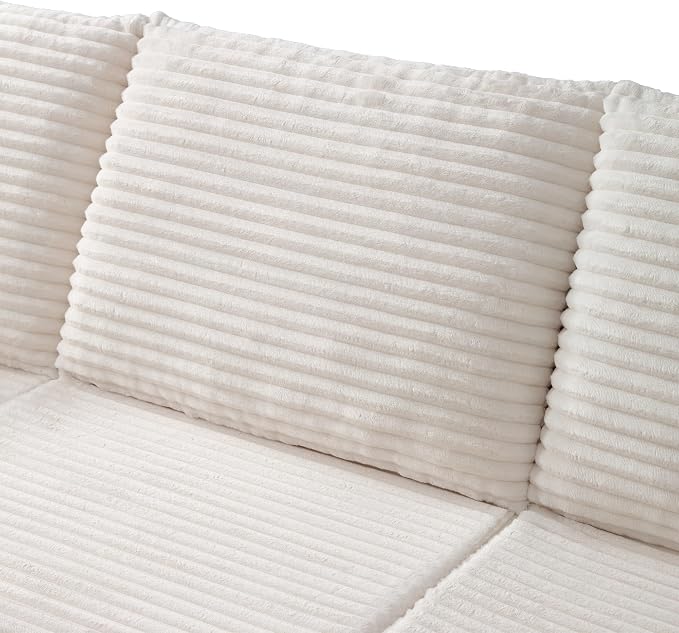 103" Boneless Modular Sectional Sofa Cloud Couch with Ottomans and Pillows, Convertible L/U Shaped Corner Sofa, Full Foam Deep Seat Compressed Couch for Living Room, Apartment