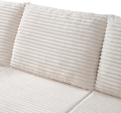 103" Boneless Modular Sectional Sofa Cloud Couch with Ottomans and Pillows, Convertible L/U Shaped Corner Sofa, Full Foam Deep Seat Compressed Couch for Living Room, Apartment