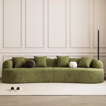 131" Curved Modular Sectional Sofa for Living Room, Modern Chenille Oversized Cloud Couch Sofa, Luxury Plush Extra Deep 4-Seater Boucle Couch for Apartment‌‌, No Assembly Required, Green