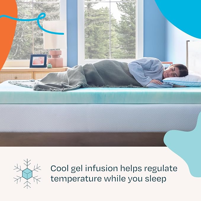 Linenspa 4 Inch Swirl Gel Memory Foam Mattress Topper, California King Size – Cooling Gel Infused, Ventilation Holes – Pressure Relieving Bed Topper – CertiPUR Certified