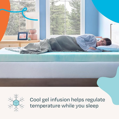 Linenspa 4 Inch Swirl Gel Memory Foam Mattress Topper, California King Size – Cooling Gel Infused, Ventilation Holes – Pressure Relieving Bed Topper – CertiPUR Certified
