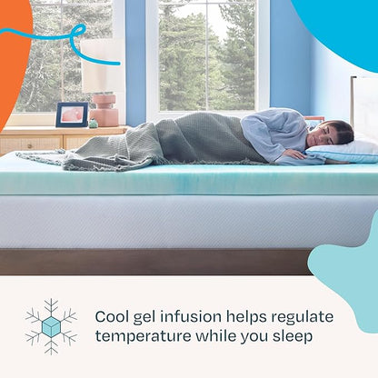 Linenspa 4 Inch Swirl Gel Memory Foam Mattress Topper, Twin Size – Cooling Gel Infused, Ventilation Holes – Pressure Relieving Bed Topper – CertiPUR Certified