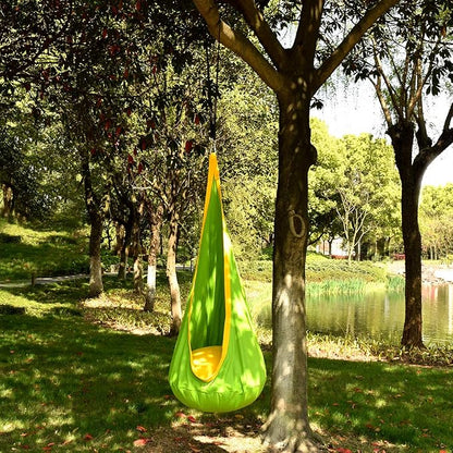 Kids Pod Swing Hanging Seat Child Hammock Chair Indoor and Outdoor Sensory Swing 100% Cotton Loading Capacity 170 lbs (Green)