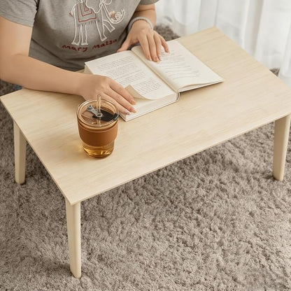 Bamboo Coffee Table Foldable Japanese Floor Desk Folding Low Tea Table No Assembly 26x16x12in Portable Bedroom Living Room Furniture for Dining Working Studing Relaxing (Natural Wood, Large)