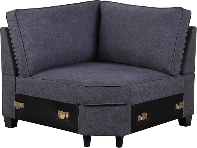 Ball & Cast 116" L-Shaped Sectional Couch with Movable Ottoman & Nailhead Trim Armrest,7 Seat Chenille Upholstered Sofa W/ 6 Throw Pillows,DIY Combination,Comfy Sectionals Set for Living Room,Gray