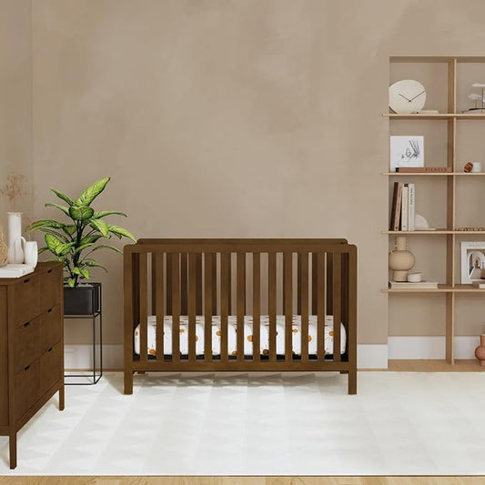 Davinci Colby Low-Profile 4-in-1 Convertible Baby Crib, Walnut | GREENGUARD Gold Certified, Converts to Toddler Bed, Daybed & Full-Size Bed, 4 Adjustable Mattress Heights - Easy to Assemble