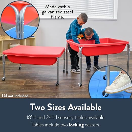 Children's Factory Medium Sensory Table – 24″ Height, Sandbox, Water Table for Kids, Red