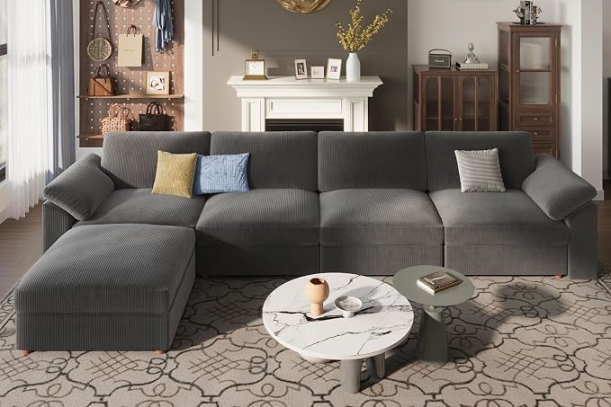EASE MOOSE Oversized Sectional Modular Sofa,Extra Large L Shaped Couch Wide Deep Seat, Modern Comfy Modular Cloud Couch for Living Room,Removable and Washable