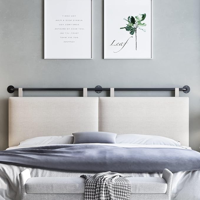 Headboards for Queen Size Bed, Wall Mounted Headboard with Fine Linen Upholstery and Button Tufting, Adjustable Heigh Headboard for Bedroom(Queen,Beige)