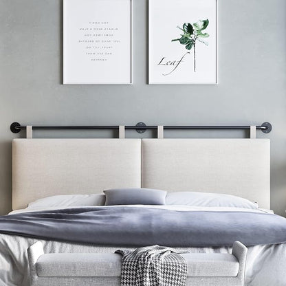 Headboards for Queen Size Bed, Wall Mounted Headboard with Fine Linen Upholstery and Button Tufting, Adjustable Heigh Headboard for Bedroom(Queen,Beige)