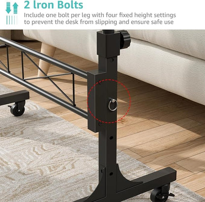 WINAZ Small Portable Rolling Standing Desk - 32 Inch Adjustable Height Mobile Teacher Podium on Wheels for Classroom, Stand Up Desks for Treadmill Walking Pad, Couch Sofa Side Laptop Table, Black