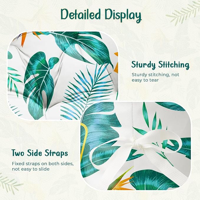 Double Egg Chair Cushion Replacement Waterproof for Outdoor Patio Hanging Basket Egg Chairs, 59x43-Inch Thickened 100% Cotton Large Double Eggs Swing Chair Cushions, Yellow-Green Leaf