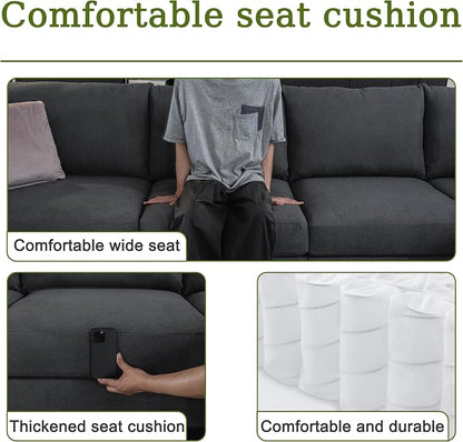 122.8" Large Sectional Couches for Living Room, 6 Seater L Shaped Modular Sectional Sofa with Storage Ottoman & USB, Oversized Corner Couch for Living Room（Grey）