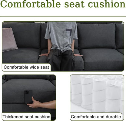 150.4" Large Sectional Couches for Living Room, 8 Seater L Shaped Modular Sectional Sofa with Two Storage Ottomans & USB, Oversized Corner Couch for Living Room (Grey)