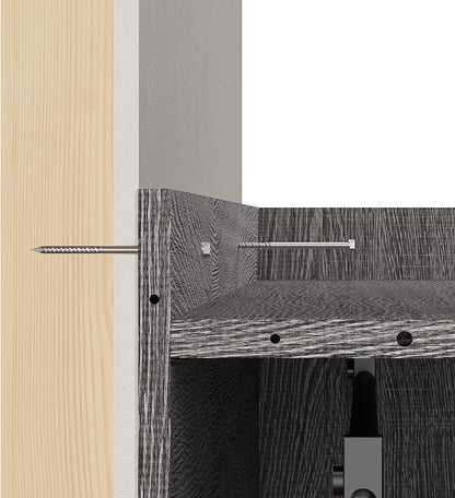 Bestar Pur Full Size Murphy Bed in Bark Grey, 59-inch Space-Saving Sleeping Arrangement for Multipurpose Area, Bedroom, Guest Room, or Living Room
