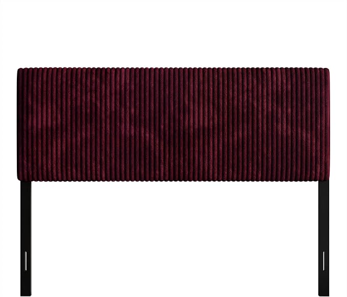 Twin Corduroy Velvet Upholstered Adjustable Headboard, Red