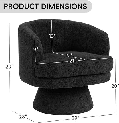 CANMOV Swivel Accent Chair with Armrest, Modern 360 Degree Swivel Barrel Chair with Curve Back and Soft Cushion,Comfy Round Sherpa Teddy Armchair Single Sofa for Living Room,Bedroom, Black