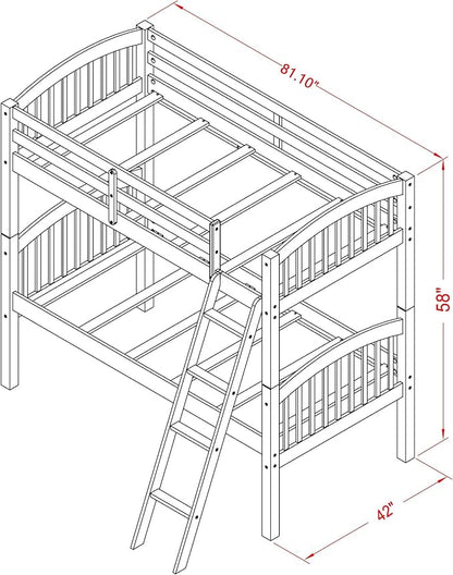 East West Furniture VEB-08-TA Hardwood Bunk Beds for Compact Spaces with Ladder and Two Drawers, Java Finish