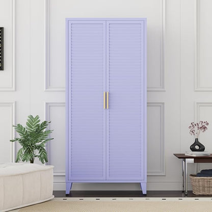 61 "H Purple Metal Cutlery Cabinet with Door Freestanding Kitchen Cabinet with 3 Adjustable Shelf Side Panels, Suitable for Kitchen, Living Room, Dining Room Metal Cabinet,Requires Assembly ﻿