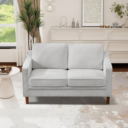 Kingfun 60" Chenille Sofa, Loveseat Couch, Mid Century Modern Love Seat Couches with Solid Wood Frame for Living Room Bedroom
