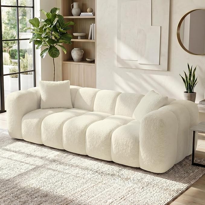 KISLOT 84" Boneless Couch No Assembly Required Loveseat Sofa Modern Deep Seat Cloud Couch Modern Compressed Sofa Oversized Upholstered 3-Seater for Living Room Bedroom