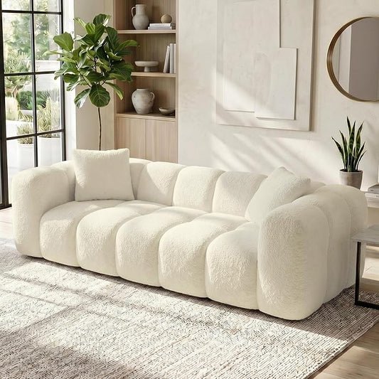 KISLOT 84" Boneless Couch No Assembly Required Loveseat Sofa Modern Deep Seat Cloud Couch Modern Compressed Sofa Oversized Upholstered 3-Seater for Living Room Bedroom