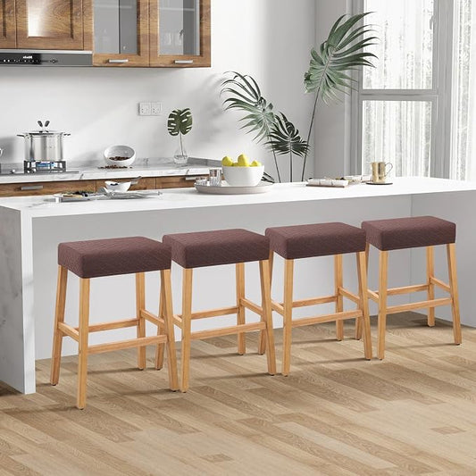 YISUN Stool Covers Rectangle - 4 Pack Stretch Waterproof Saddle Seat Cover Counter Bar Stools Bar Chairs Covers Kitchen Island Chairs Cushion Protector