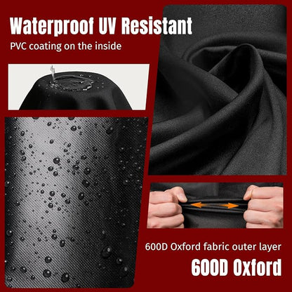 SHINESTAR Round Fire Pit Cover for 22-32 Inch Fire Pit - Waterproof and Windproof, with Straps and Built-in Vents, 32 Dia x 13.5 H, Black