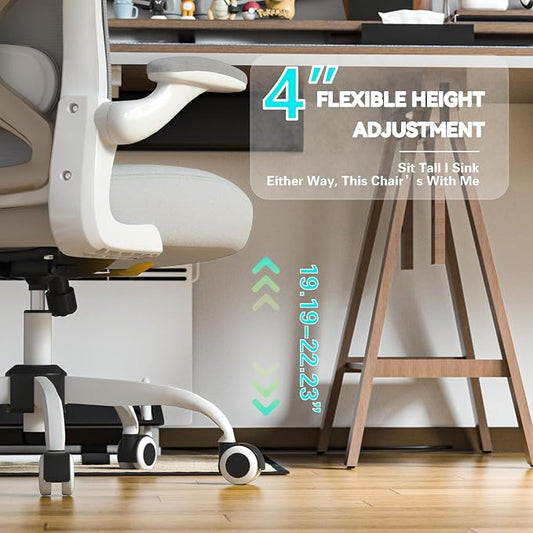 Office Desk Chair with Ergonomic Lumbar Support, Extra-Thick Seat Cushion, Flip-up Arms, Breathable Mesh Back, Computer Task Chair for Home Office