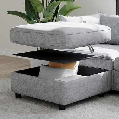 ERYE 68-Inch Loveseat Modular Sofa Deep Seat Storage Sectional Sofa Couch with Storage Ottomans,2 Seat Chenille Upholstered Love Seat Couch Convertible Lounge Sleeper Daybed for Living Room Bedroom
