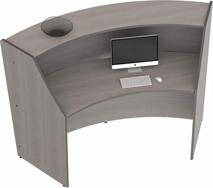 Linea Italia Curved Modern Office Desk Easy to Assembly Single Unit Reception Counter for Lobby, Salon, 70" x 27", Ash